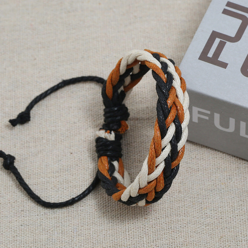 Wholesale Handwoven Colorful Waxed Thread Bracelet